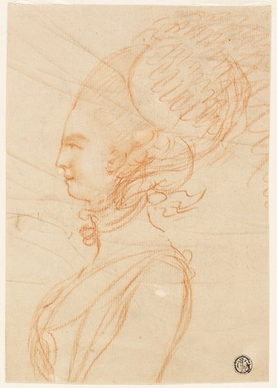 Halflang Zijaanzicht Portret van een Vrouw die naar Links Kijkt door George Romney