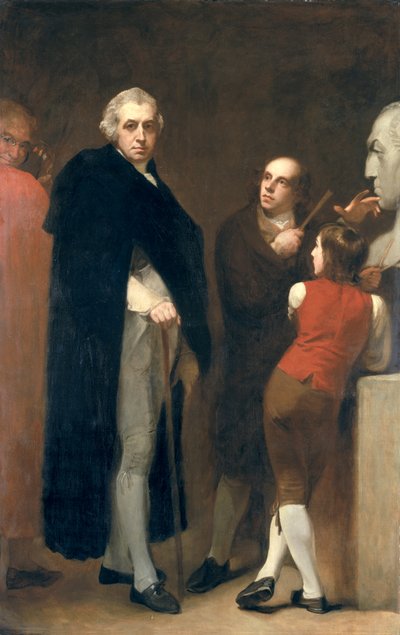 John Flaxman (1755-1826) modelleert zijn buste van William Hayley (1745-1820), ca. 1791-92 door George Romney