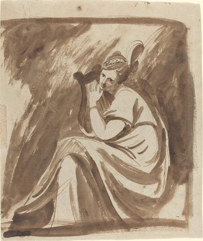 Lady Hamilton die een Lier Bespeelt door George Romney
