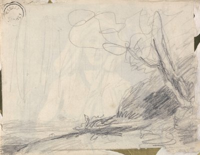 Landschap met een scheve boom door George Romney