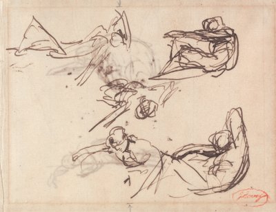 Schetsen voor slome en uitgestrekte figuren door George Romney