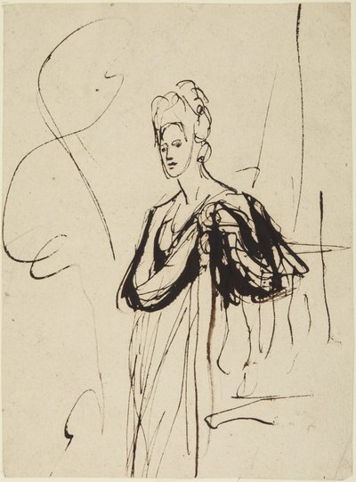 Staande vrouwenfiguur, halflang door George Romney