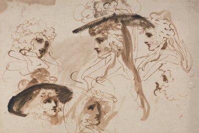 Studies voor het hoofd van een dame (studies van een vrouwenhoofd) door George Romney