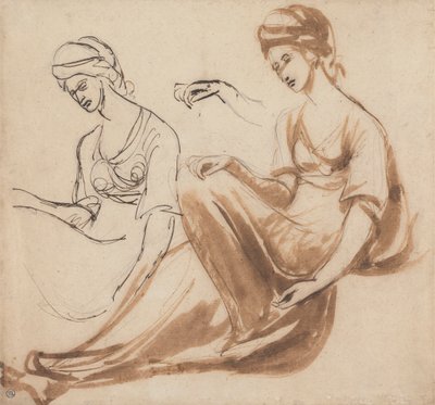 Studies van een zittende vrouw door George Romney