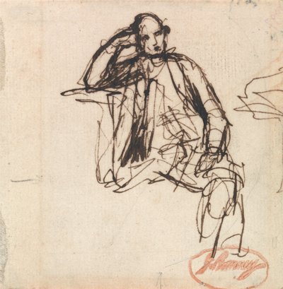 Studie voor een portret van een zittende man door George Romney