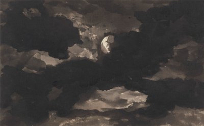 Studie van een bewolkte maanverlichte hemel door George Romney