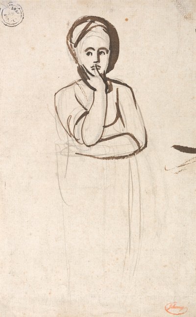 Studie van een peinzende vrouw door George Romney