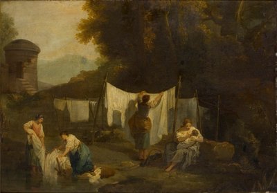 De bleekvelden Boeren wassen linnen, 1754-1802 door George Romney