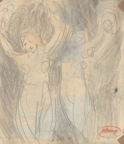 Twee vrouwelijke figuren door George Romney