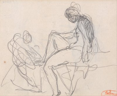 Twee figuren: Waarschijnlijk voor het bad van Diana door George Romney