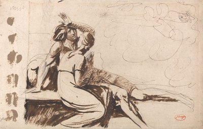 Twee geliefden (Man die uit een droom ontwaakt) door George Romney
