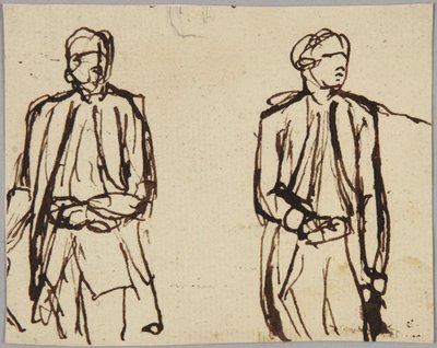 Twee staande mannelijke figuren door George Romney
