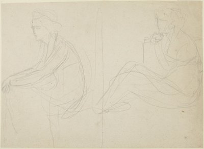 Twee studies van een zittende vrouw door George Romney