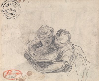 Vrouw die een kind leert lezen door George Romney