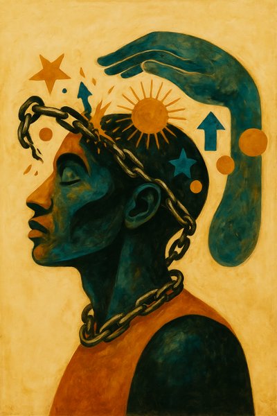 Breaking The Chain, 2025 (acryl op doek) door George Rosaly