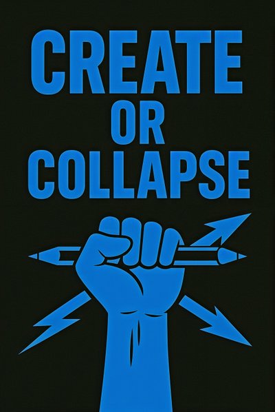 CREATE OR COLLAPSE, 2025 (acryl op doek) door George Rosaly