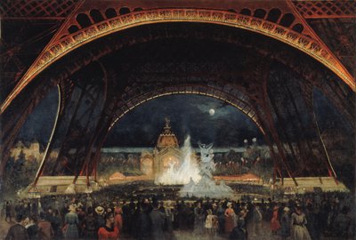 Nachtfeest op de Wereldtentoonstelling van 1889, onder de Eiffeltoren, ca. 1889 door George Roux