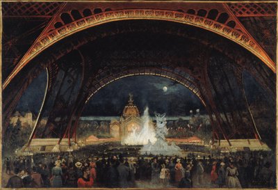 Nachtfeest op de Wereldtentoonstelling van 1889, onder de Eiffeltoren, ca. 1889 door George Roux