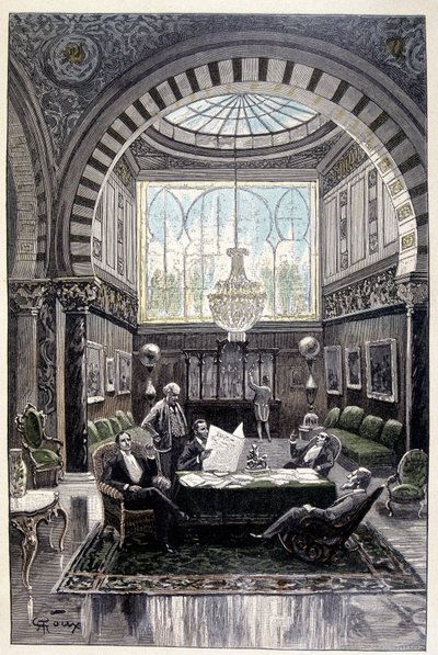 Het was een zeer comfortabele gespreksplaats (pagina 34) in "Testament van een excentriekeling" door Jules Verne door George Roux