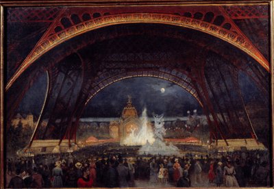 Nachtfeest op de Wereldtentoonstelling van 1889 onder de Eiffeltoren door George Roux