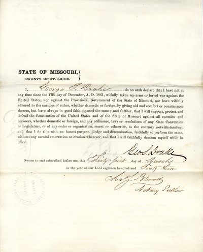 Loyaliteitseed van George S. Drake uit Missouri, County of St. Louis door George S. Drake