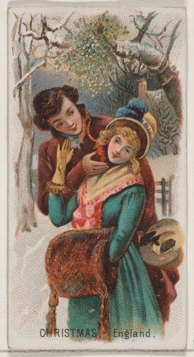 Kerstmis, Engeland, uit de serie Holidays N80 voor Duke merk sigaretten, 1890 door George S. Harris and Sons