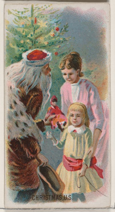 Kerstmis, Verenigde Staten, uit de Feestdagen serie N80 voor Duke merk sigaretten, 1890 door George S. Harris and Sons