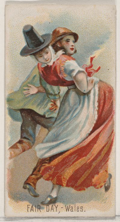 Kermisdag, Wales, uit de Feestdagen serie N80 voor Duke merk sigaretten, 1890 door George S. Harris and Sons