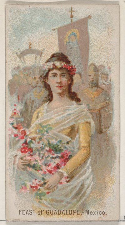 Feest van Guadalupe, Mexico, uit de Holidays serie N80 voor Duke merk sigaretten, 1890 door George S. Harris and Sons