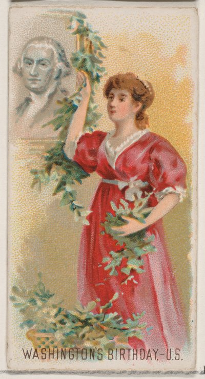 Verjaardag van George Washington, Verenigde Staten, uit de feestdagenset N80 voor Duke merk..., 1890 door George S. Harris and Sons