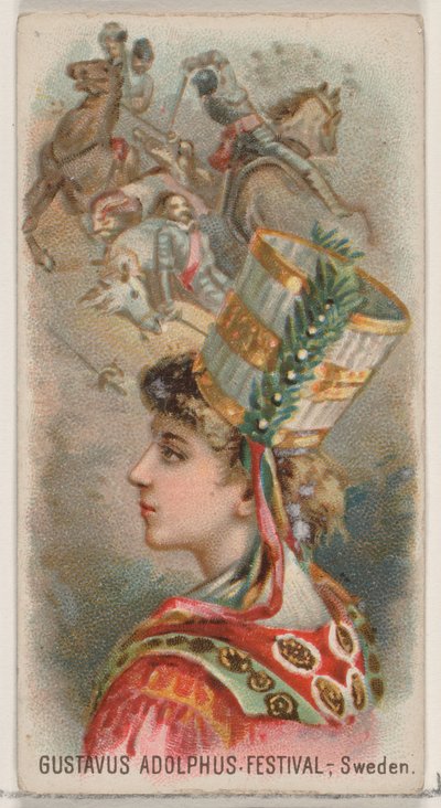 Gustavus Adolphus Festival, Zweden, uit de Holidays-serie N80 voor Duke merk sigaretten door George S. Harris and Sons