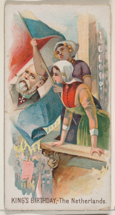 Verjaardag van de Koning, Nederland, uit de Feestdagen serie N80 voor Duke merk sigaretten, 1890 door George S. Harris and Sons