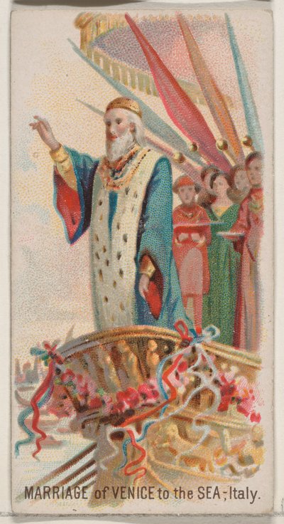 Huwelijk van Venetië met de zee, Italië, uit de Holidays-serie N80 voor Duke merk sigaretten, 1890 door George S. Harris and Sons