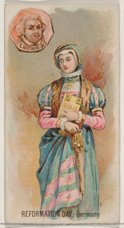 Reformatiedag, Duitsland, uit de serie Holidays N80 voor Duke sigaretten, 1890 door George S. Harris and Sons