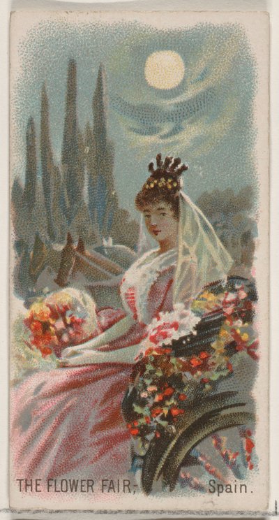 De Bloemenmarkt, Spanje, uit de Holidays serie N80 voor Duke sigaretten, 1890 door George S. Harris and Sons