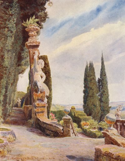 Italiaanse Tuinen: Hoofd van de Grote Trap, Villa Garzoni door George Samuel Elgood