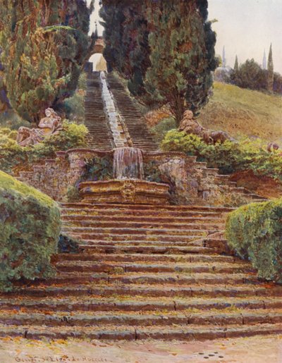 Italiaanse tuinen: De Cascade, Villa Cicogna door George Samuel Elgood