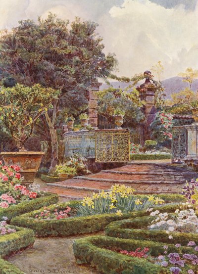 Italiaanse tuinen: De tuindeur, Villa di Caniparola door George Samuel Elgood