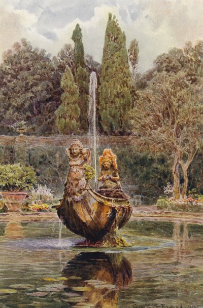 Italiaanse tuinen: Villa Aldobrandini, fontein in het parterre door George Samuel Elgood