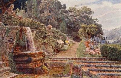 Italiaanse Tuinen: Villa Cicogna, Onder de Waterval door George Samuel Elgood