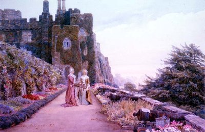 Het Terras bij Berkeley Castle, Gloucestershire door George Samuel Elgood