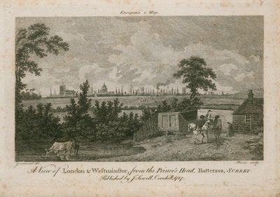 Uitzicht op Londen en Westminster, vanaf de Princes Head, Battersea, Surrey door George Samuel Elgood