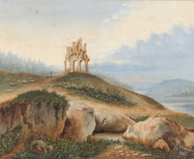 Landschap met een Fantastisch Kasteel, 1865 door George Sand