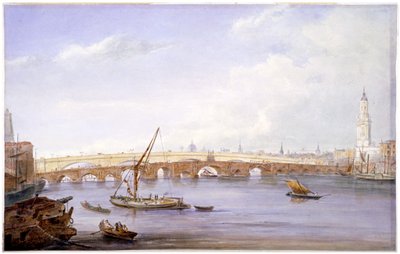 Oude en nieuwe London Bruggen, Londen, 1831 door George Scharf