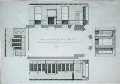 Sectie van de Voorgenomen Bibliotheek in Cobham Hall, Kent door George Shakespeare
