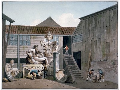 Coade Stone fabrieksterrein aan Narrow Wall Street, Lambeth, Londen, ca. 1800 door George Shepherd