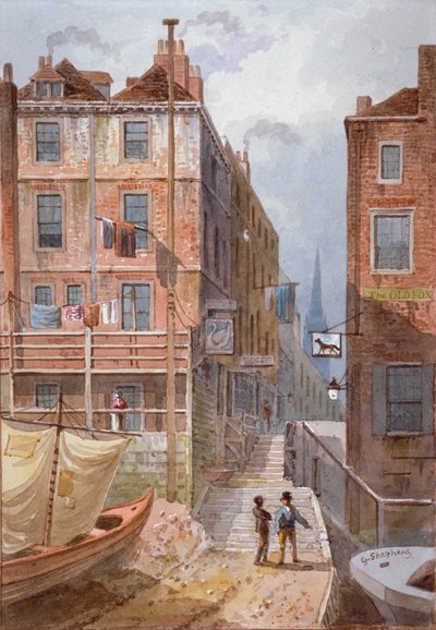 Hungerford Trappen, Westminster, Londen, ca. 1815 door George Shepherd
