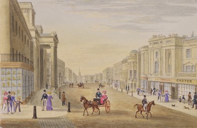 Regent Street, kijkend naar het noorden vanaf Hanover Street, c.1830 door George Shepherd