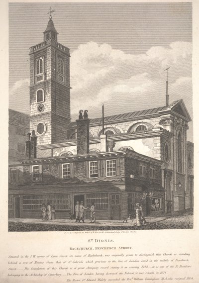 St. Dionis, Backchurch, Fenchurch Street, gegraveerd door William Wise door George Shepherd