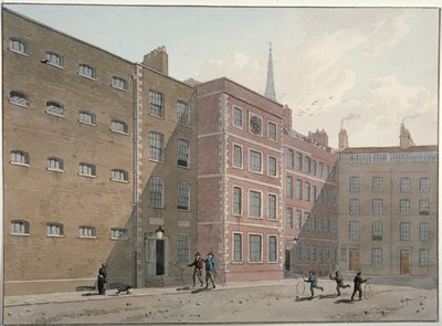 Uitzicht op de binnenplaats van Bridewell, City of London door George Shepherd